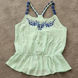 Mint Green Floral Embroidered Women's Top